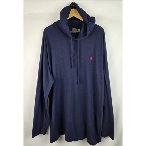 Polo Ralph Lauren Men's Shirt Size 2XLT Blue Jersey Hooded T-Shirt Long Sleeve - Picture 1 of 13